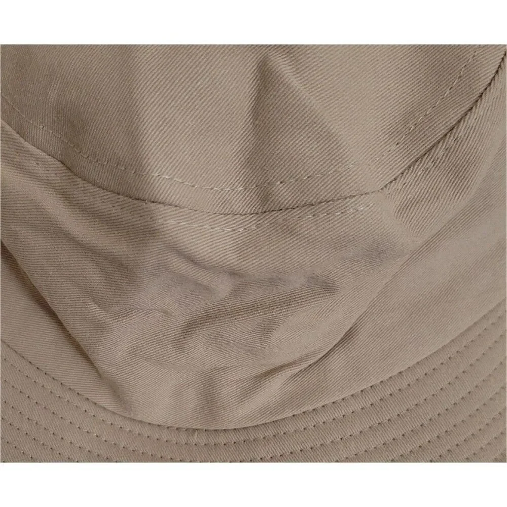 NWOT Womens Wide Brim Bucket Sun Hat Khaki Brown Canvas Packable Travel Beach